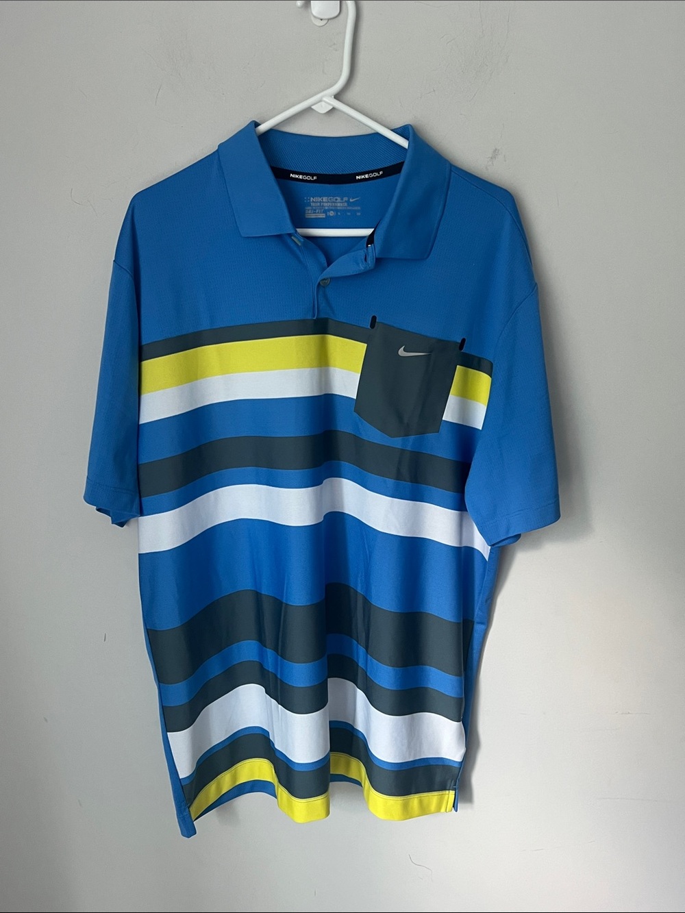 Nike Golf Striped Dri Fit Performance Short Sleeve Polo, size XL ^